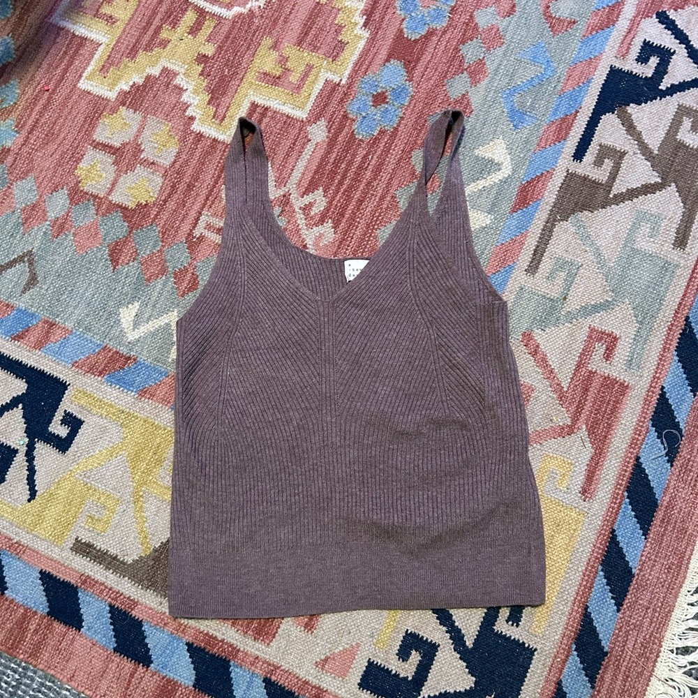 Ribbed Taupe Tank Medium